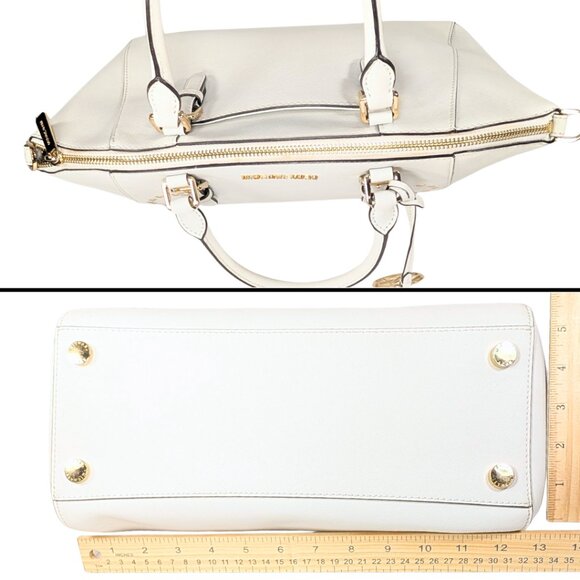 Michael Kors Ciara White Studded Saffiano Leather Convertible Satchel Crossbody - Picture 5 of 10